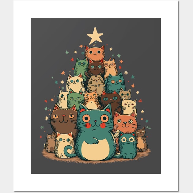 Christmas tree made of happy cats Wall Art by JORDYGRAPH